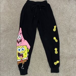 Nickelodeon Black Joggers with Pink Patrick & Yellow SpongeBob Pineapple Accents